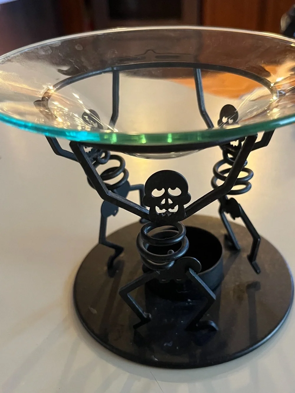 PartyLite Black Skeleton Tealight Warmer with Glass Dish